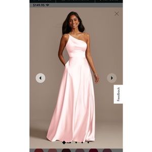 one shoulder satin a-line bridesmaid dress